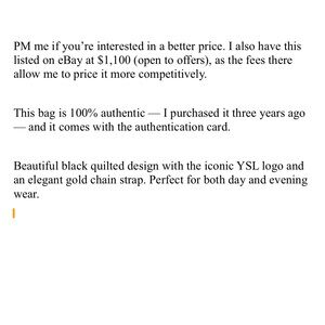 Yves Saint Laurent Black Quilted Crossbody Bag